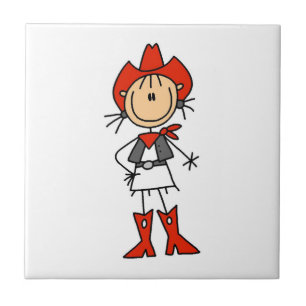 Cowgirl in Rode T-shirts en Cadeaus Tegeltje