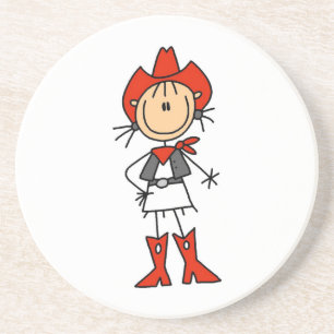 Cowgirl in Rode T-shirts en Cadeaus Zandsteen Onderzetter