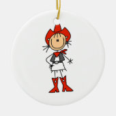 Cowgirl in Rode T-shirts en cadeautjes Keramisch Ornament (Voorkant)