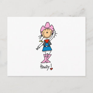 Cowgirl in roze T-shirts en cadeaus Briefkaart