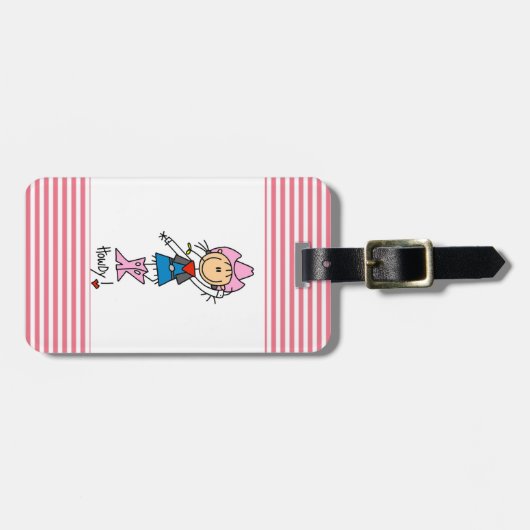 Cowgirl in roze T-shirts en cadeautjes Bagagelabel (Voorkant horizontaal)