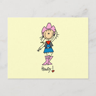 Cowgirl in roze T-shirts en cadeautjes Briefkaart
