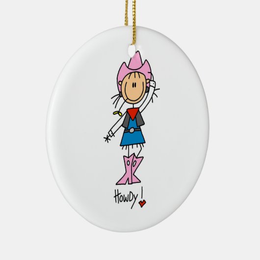 Cowgirl in roze T-shirts en cadeautjes Keramisch Ornament (Rechts)