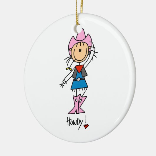 Cowgirl in roze T-shirts en cadeautjes Keramisch Ornament (Links)