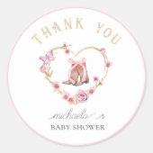 Cowgirl is op weg naar het Baby shower Thank You Ronde Sticker (Voorkant)