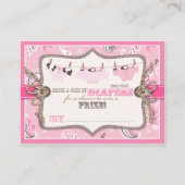 Cowgirl jeans en tutu luier raffle ticket informatiekaartje (Voorkant)