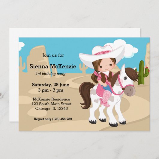 Cowgirl Kaart (Voorkant / Achterkant)