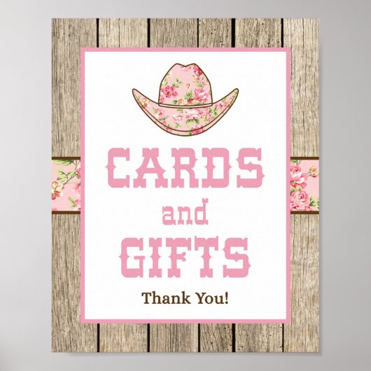 Cowgirl Kaarten en Gifts Western Party Sign Poster (Voorkant)