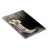 Cowgirl Kant & Parels Laarzen Wit Bloemen Rustiek Notitieboek (Rechterzijde)