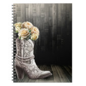Cowgirl Kant & Parels Laarzen Wit Bloemen Rustiek Notitieboek (Voorkant)