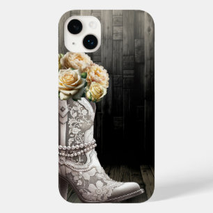 Cowgirl kantelen laarzen & witte bloemen rustieke  Case-Mate iPhone 14 plus hoesje