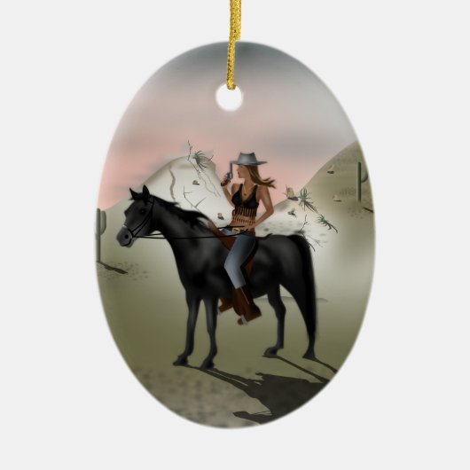 Cowgirl Keramisch Ornament (Voorkant)
