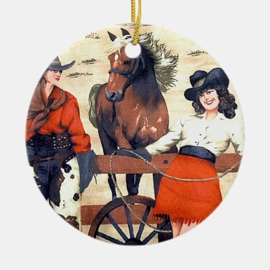 Cowgirl Keramisch Ornament (Voorkant)