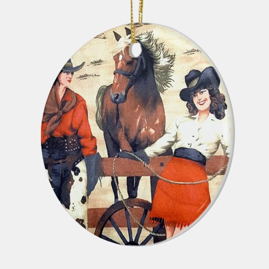 Cowgirl Keramisch Ornament (Links)