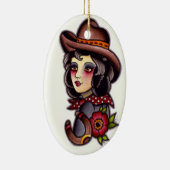 Cowgirl Keramisch Ornament (Rechts)