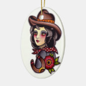 Cowgirl Keramisch Ornament (Links)