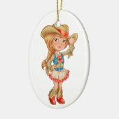 Cowgirl Keramisch Ornament (Links)