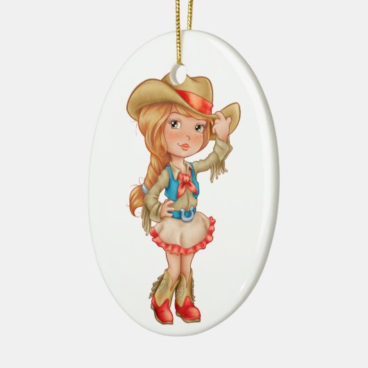 Cowgirl Keramisch Ornament (Links)