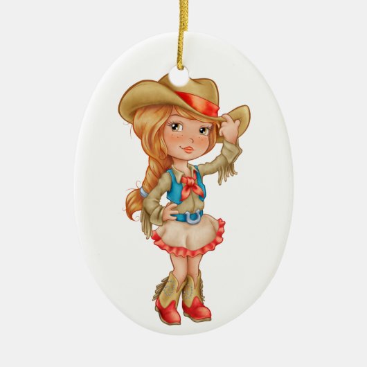 Cowgirl Keramisch Ornament (Voorkant)