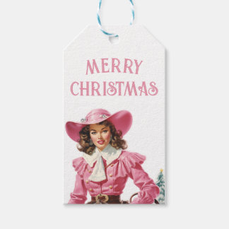  cowgirl kerst cadeaulabel