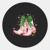 Cowgirl Kerst Howdy Kerst Nk Laarzen Cowgirl Ronde Sticker (Voorkant)