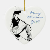 Cowgirl kerst keramisch ornament (Achterkant)