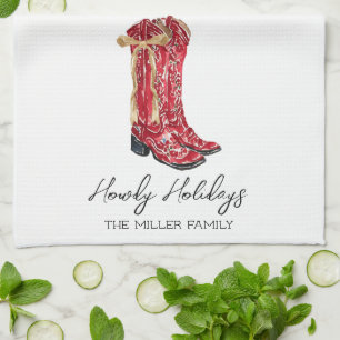 Cowgirl kerst theedoek