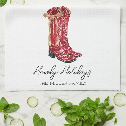 Cowgirl kerst theedoek (Gevouwen)