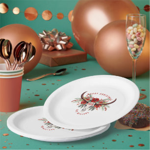 Cowgirl Kerstmis Bloemen Stier Suiker Schedel Papieren Bordje