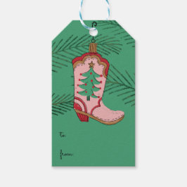 Cowgirl Kerstmis Cowboy laars Cadeaulabel