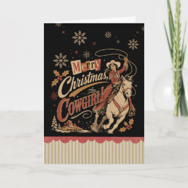 Cowgirl Kerstmis Kaart
