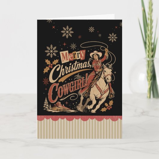 Cowgirl Kerstmis Kaart (Voorkant)
