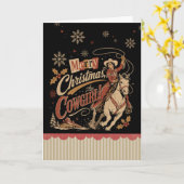 Cowgirl Kerstmis Kaart (Gele Bloem)