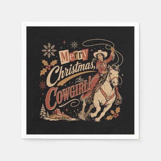 Cowgirl Kerstmis Servet (Voorkant)