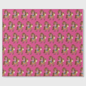 Cowgirl Kids Face Photo Cute Pink Custom Cadeaupapier (Vlak)