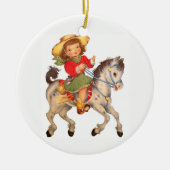 Cowgirl Kind Keramisch Ornament (Voorkant)