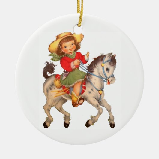 Cowgirl Kind Keramisch Ornament (Voorkant)