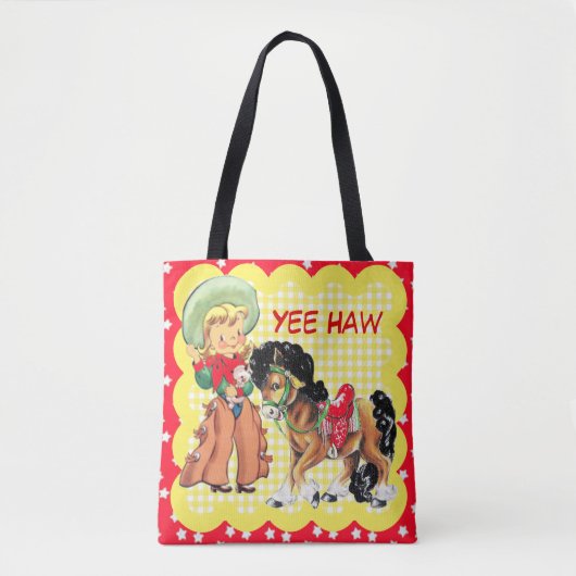 Cowgirl Kind met aangepaste Canvas tas voor paarde (Voorkant)