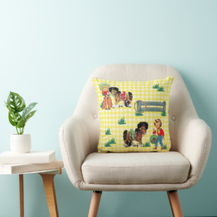 Cowgirl Kinderen met paarden Westerne Baby Gift Kussen