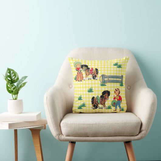 Cowgirl Kinderen met paarden Westerne Baby Gift Kussen (Stoel)