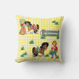 Cowgirl Kinderen met paarden Westerne Baby Gift Kussen