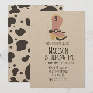 Cowgirl Koe Birthday Party Elke leeftijdsuitnodigi Aankondiging