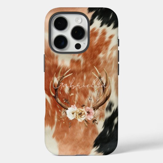 Cowgirl Koeienhuid Floral Deer Antlers Case-Mate iPhone Case (Achterkant)
