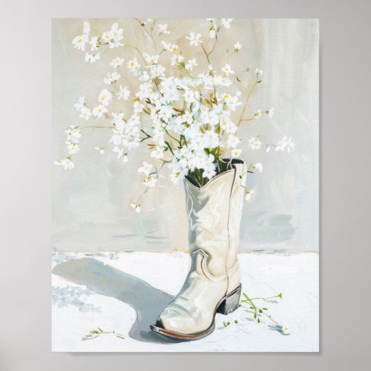 Cowgirl laars met bloemen schilderen poster (Voorkant)