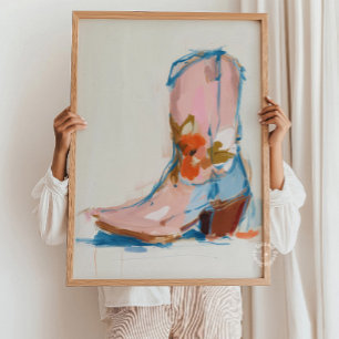 Cowgirl-laars Schilderen Pastel Westers Poster