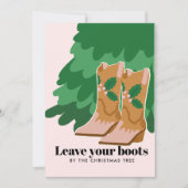 Cowgirl laarzen bij de kerstboom Vakantie kaart (Voorkant)