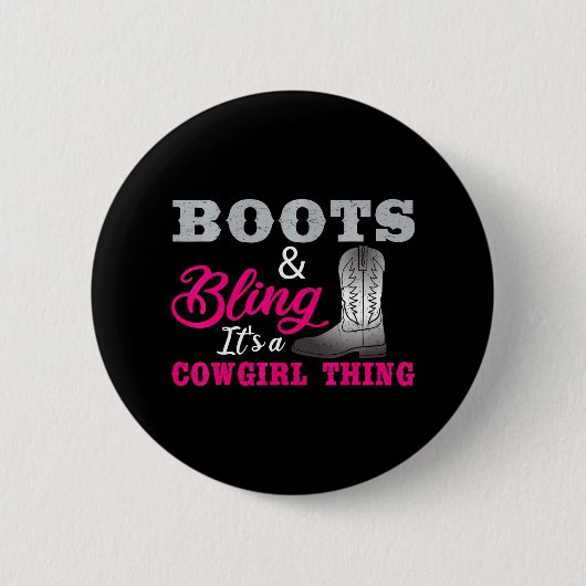 Cowgirl laarzen Bling Country Lover Music Life Ronde Button 5,7 Cm (Voorkant)