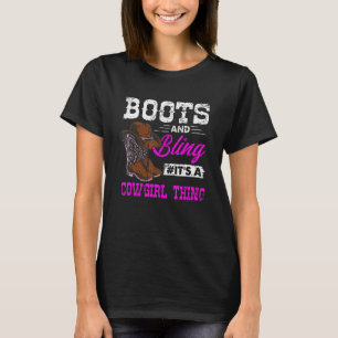 Cowgirl Laarzen Bling Vintage Landelijk Zuidelijke T-shirt