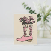 Cowgirl laarzen bloemen briefkaart (Staand voorkant)