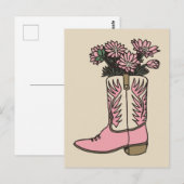 Cowgirl laarzen bloemen briefkaart (Voorkant / Achterkant)